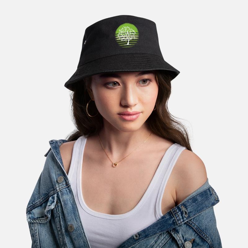 Nature White Tree Retro Deciduous Tree Sunset D Bucket Hat