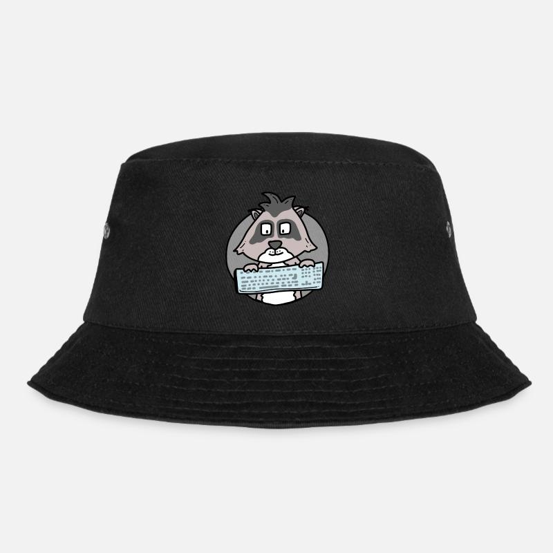 Waschbär mit Tastatur / Büro / Computer Nerd - Bucket Hat - Schwarz