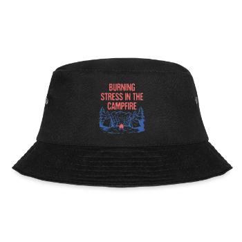 Burning Stress in the Campfire Funny Camping - Bucket Hat - Schwarz - Vorne - Lela (165cm)