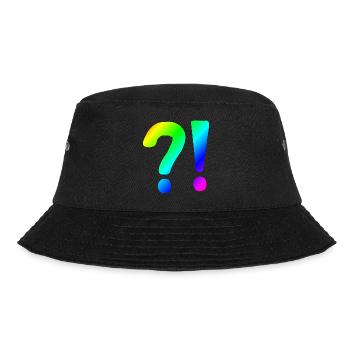 Fragezeichen | Ausrufezeichen | Symbol | Verwirrt - Bucket Hat - Schwarz - Vorne - Lela (165cm)