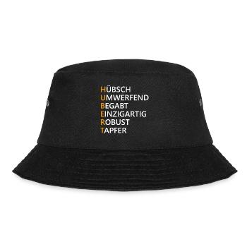 Hubert Name Geschenk - Bucket Hat - Schwarz - Vorne - Lela (165cm)