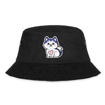 Husky süßes Herz Hund Geschenk Malamute - Bucket Hat - Schwarz - Vorne - Lela (165cm)