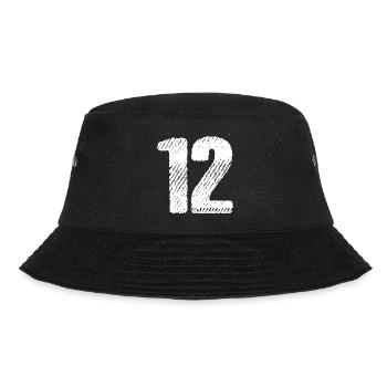 12 Zahl Trikot - Bucket Hat - Schwarz - Vorne - Lela (165cm)