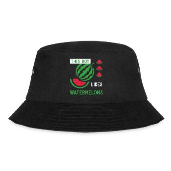 Junge mag tropische Sommerfrüchte mit - Bucket Hat - Schwarz - Vorne - Lela (165cm)