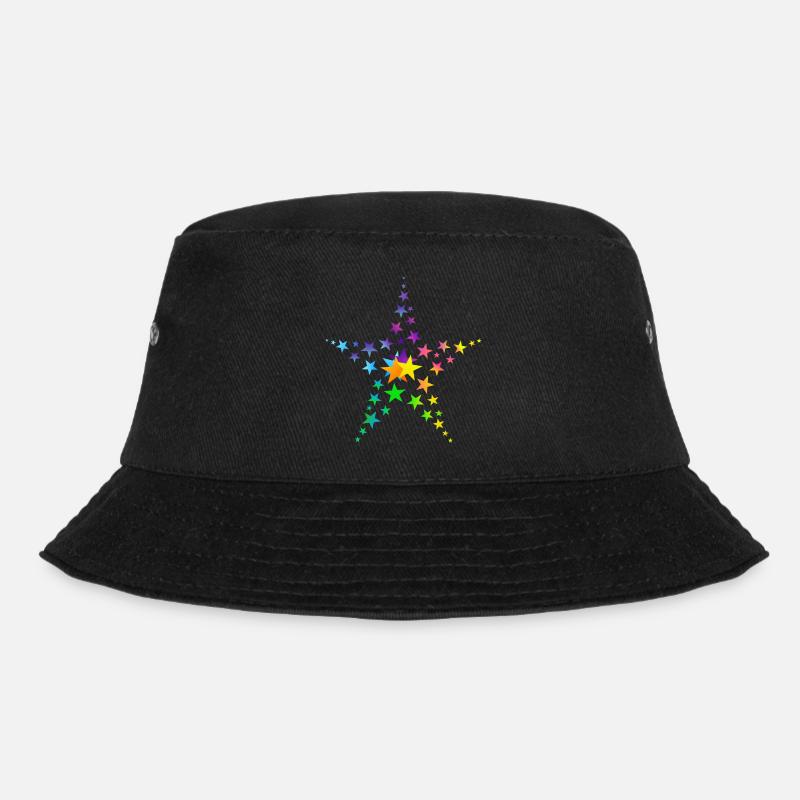 Sterne bunte Sterne viele Sterne - Bucket Hat - Schwarz