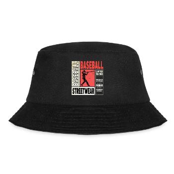 Baseball Baseballspieler USA Sport Vintage Retro - Bucket Hat - Schwarz - Vorne - Lela (165cm)