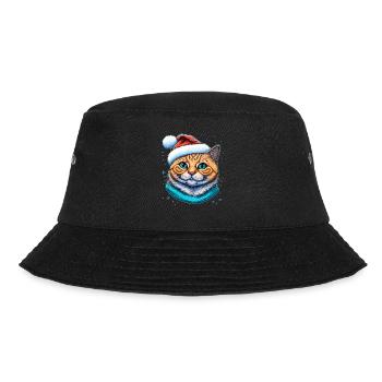 Xmas Kätzchen digitale Illustration, ein großer Advent - Bucket Hat - Schwarz - Vorne - Lela (165cm)