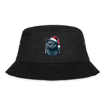 Süßes Kätzchen mit Weihnachtsmütze - Bucket Hat - Schwarz - Vorne - Lela (165cm)