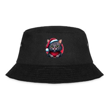 Niedliches Advent Kätzchen digitales Kunstwerk für alle Katzen - Bucket Hat - Schwarz - Vorne - Lela (165cm)