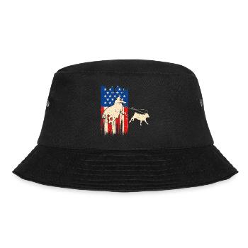 Calf Roping American Flag Patriotic Rodeo - Bucket Hat - Schwarz - Vorne - Lela (165cm)