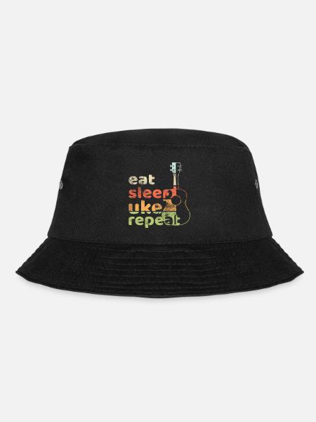 eat sleep uke repeat! vintage hell - Bucket Hat - Schwarz