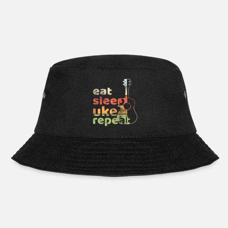 eat sleep uke repeat! vintage hell - Bucket Hat - Schwarz