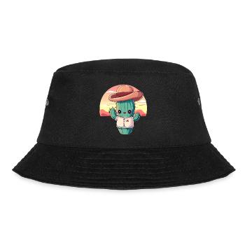 Kawaii cowboy cactus in sunset - Bucket Hat - black - Front - Lela (165cm)