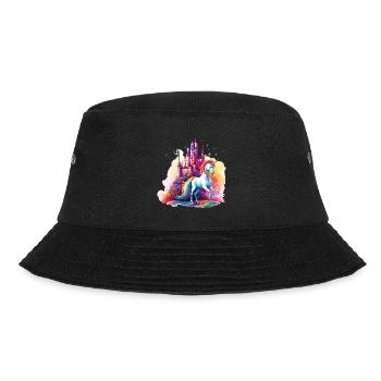 Einhorn Regenbogen Schloss Bunt Magie Fantasie - Bucket Hat - Schwarz - Vorne - Lela (165cm)