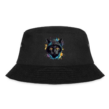 Katzenkopf Schwarze Katze Bombay Happy Cat Katzen - Bucket Hat - Schwarz - Vorne - Lela (165cm)