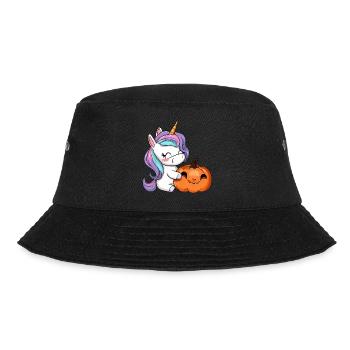 Kawaii Unicorn & Halloween Pumpkin - Bucket Hat - black - Front - Lela (165cm)