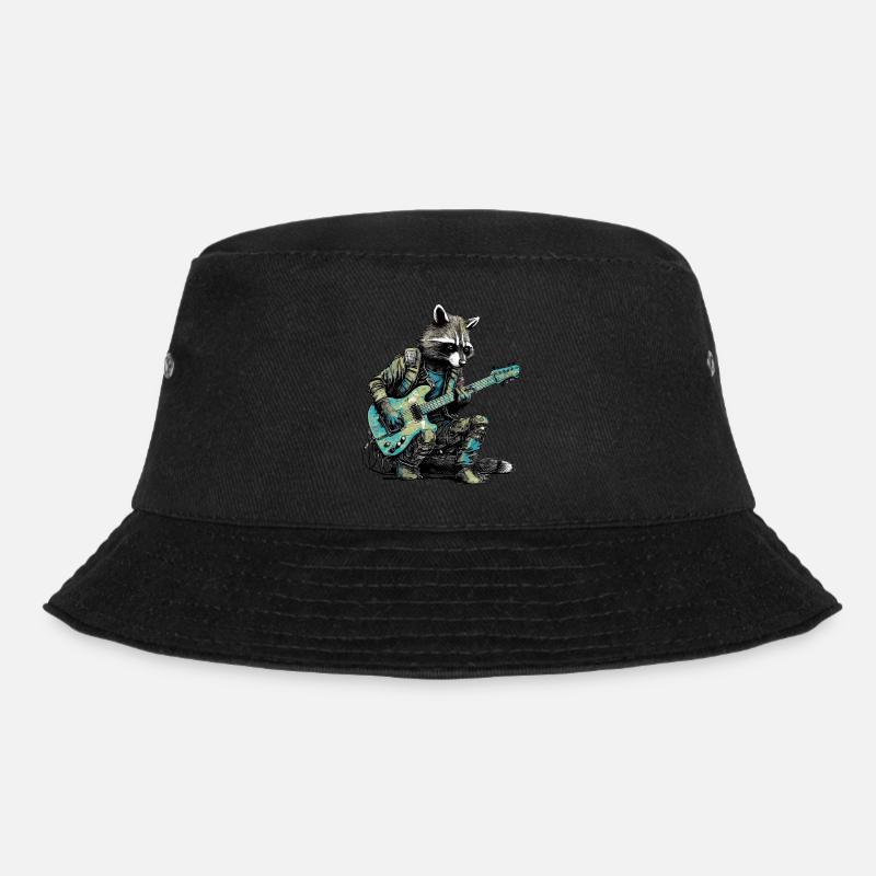 Waschbär mit Gitarre - Bucket Hat - Schwarz