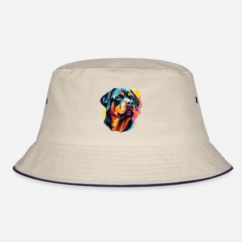 Rottweiler-Rassehund mit buntem Pop-Art-Stil Bucket Hat