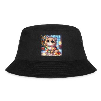 Cute Christmas Cat - Fairy Lights Chaos in the - Bucket Hat - black - Front - Lela (165cm)