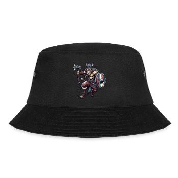 Ein aggressiver Wikinger mit Schwert und Schild - Bucket Hat - Schwarz - Vorne - Lela (165cm)
