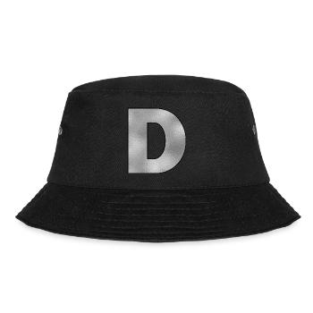 Buchstabe D Silber - Bucket Hat - Schwarz - Vorne - Lela (165cm)