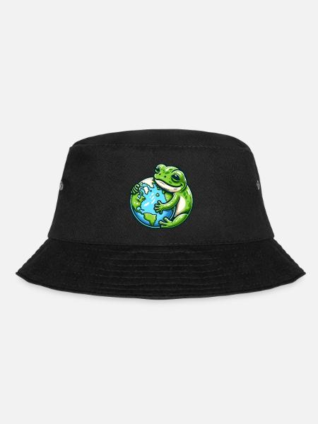 Frosch Umarmt die Erde: Tag der Erde - Bucket Hat - Schwarz