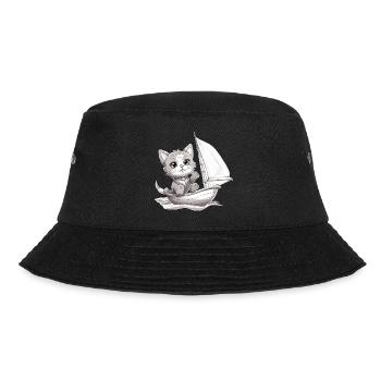 Sailing cat on dinghy - Bucket Hat - black - Front - Lela (165cm)