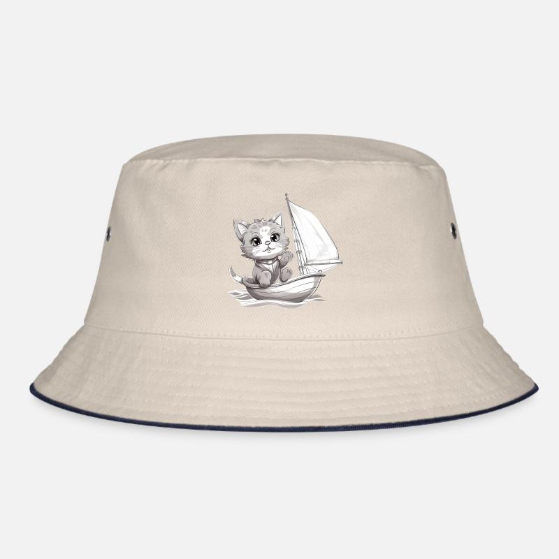 Sailing cat on dinghy Bucket Hat