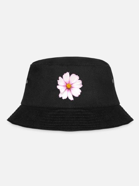 weiße Blume - Bucket Hat - Schwarz