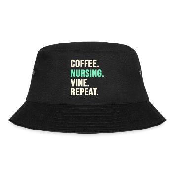 Krankenschwester Frühschicht-Kaffee OP Pflege - Bucket Hat - Schwarz - Vorne - Lela (165cm)