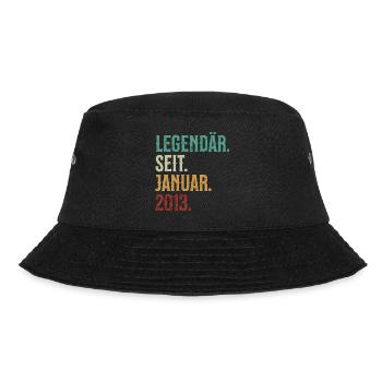 Legendär. Seit. Januar. 2013. Retro Birthday - Bucket Hat - Schwarz - Vorne - Lela (165cm)