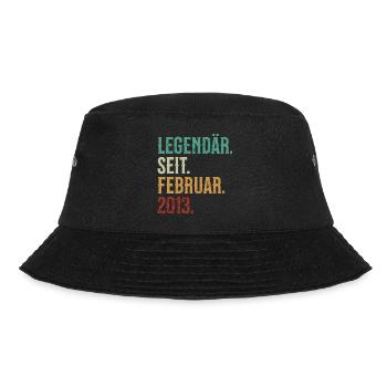 Legendär. Seit. Februar. 2013. Retro Birthday - Bucket Hat - Schwarz - Vorne - Lela (165cm)