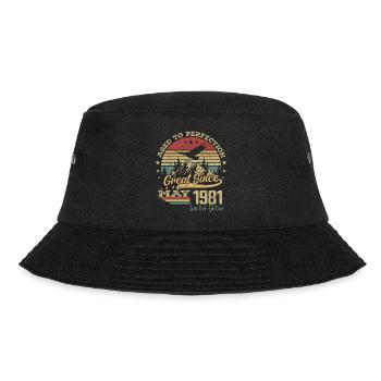 43 Jahre alt, Aged to Perfection, geboren im Mai 1981 - Bucket Hat - Schwarz - Vorne - Lela (165cm)