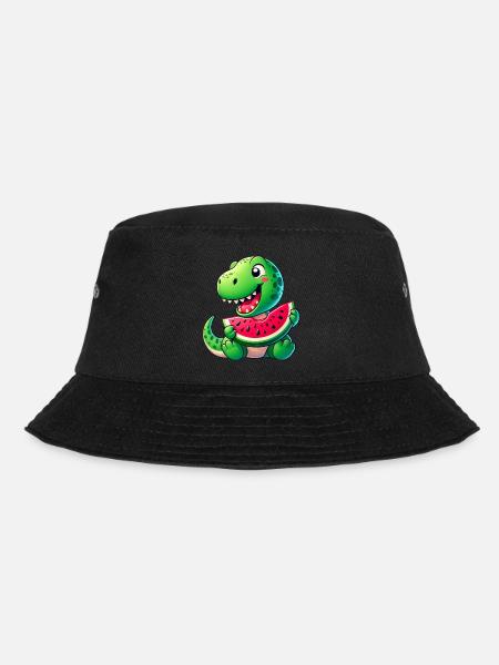 Dino T-Rex Wassermelone Fruchtig Lustig - Bucket Hat - Schwarz
