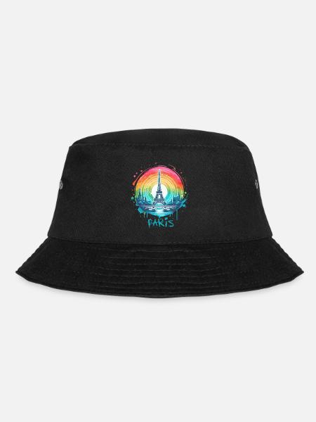 Pariser Eiffelturm mit Regenbogen-LGBT-Skyline - Bucket Hat - Schwarz