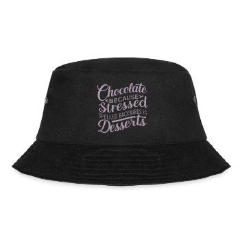 Chocolate Desserts Stress Funny Dessert Quote - Bucket Hat - black - Front - Lela (165cm)