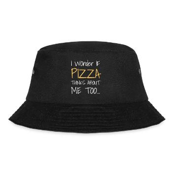I Wonder If PIZZA Thinks About Me Too... - Bucket Hat - Schwarz - Vorne - Lela (165cm)