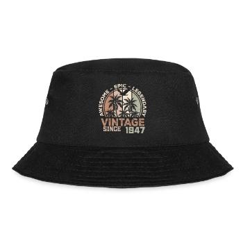 Geboren 1947 Geburtstagsgeschenk 1947 Vintage 1947 - Bucket Hat - Schwarz - Vorne - Lela (165cm)