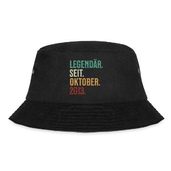 Legendär. Seit. Oktober. 2013. Retro Birthday - Bucket Hat - Schwarz - Vorne - Lela (165cm)