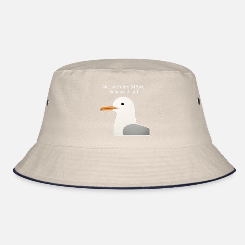 Möwe Spruch Lustig Sei wie eine Möwe Humor Bucket Hat