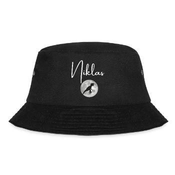 NIKLAS - Schöner Jungen Name mit Dinosaurier - Bucket Hat - Schwarz - Vorne - Lela (165cm)