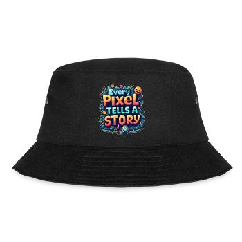 Every Pixel Tells a Story - Retro Gaming - Bucket Hat - black - Front - Lela (165cm)