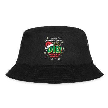 Lieber Weihnachtsmann, Unartig? Weihnachtsshirt - Bucket Hat - Schwarz - Vorne - Lela (165cm)