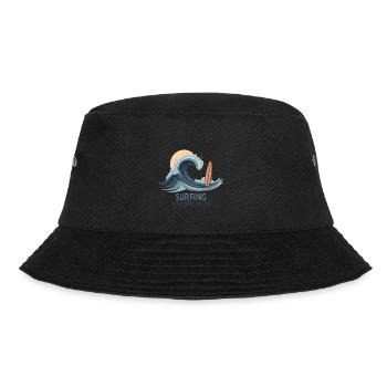 Surfing is My Wave of Life – Surfer & Ozean - Bucket Hat - Schwarz - Vorne - Lela (165cm)