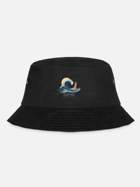 Surfing is My Wave of Life – Surfer & Ozean - Bucket Hat - Schwarz