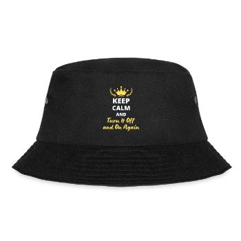 "Bleib ruhig und schalte es aus und wieder ein" - Geek - Bucket Hat - Schwarz - Vorne - Lela (165cm)
