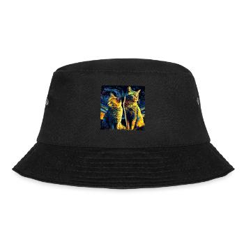 Cat Starry Night Van Gogh Cat For Cat Lover - Bucket Hat - black - Front - Lela (165cm)