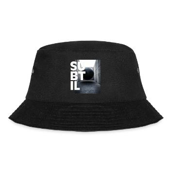 Schwerelosigkeit, dezentes Schwarz-Weiß, Grafikdesign - Bucket Hat - Schwarz - Vorne - Lela (165cm)