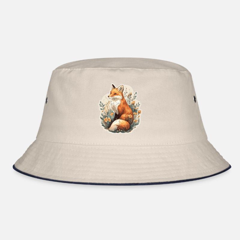 Fuchs mit Blumen Bucket Hat