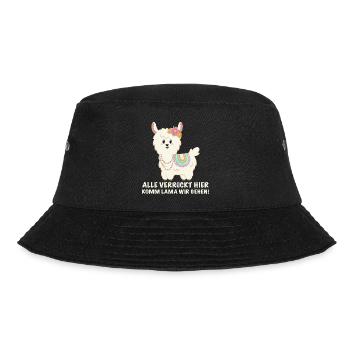 Alle verrückt hier, komm Lama wir gehen - Bucket Hat - Schwarz - Vorne - Lela (165cm)